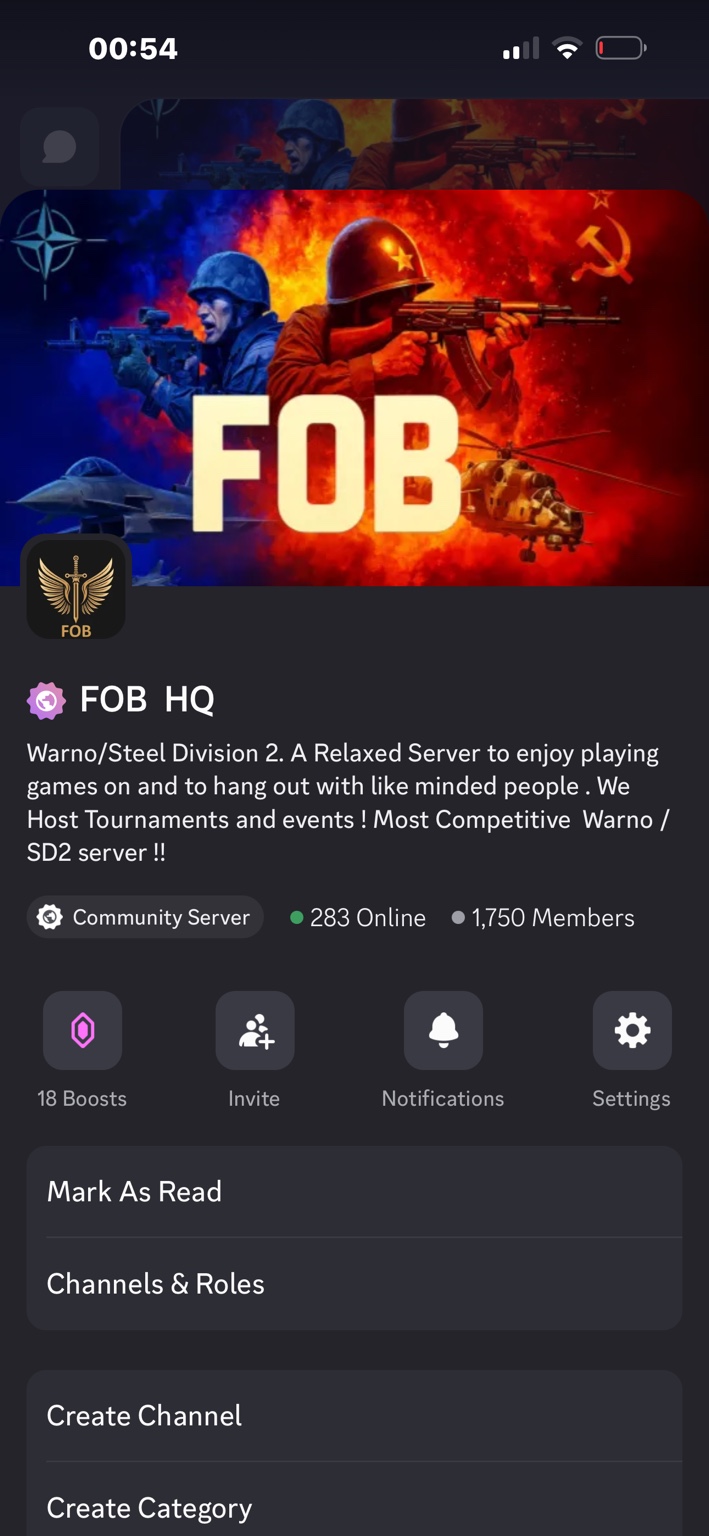FOB HQ Discord cover showing WARNO and Steel Division forces